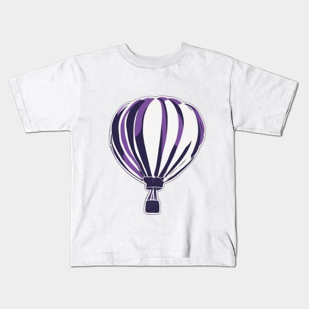 Majestic Purple Striped Hot Air Balloon Graphic No. 647 Kids T-Shirt by cornelliusy